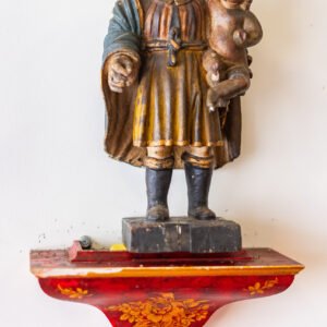 imagem de são josé com o menino – escultura antiga em madeira policromada