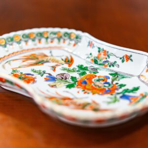 travessa de porcelana – motivo oriental com fénix e flores